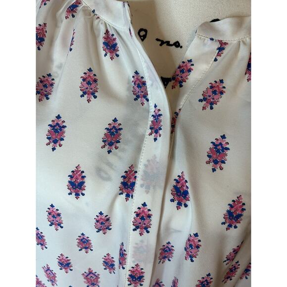 Talbots Women Size X Blouse Blue Pink Floral Shirt Top Light Weight Comfort - Picture 13 of 13